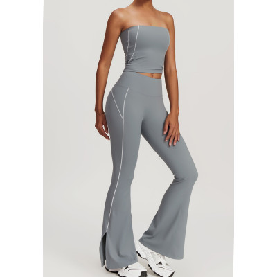 Custom yoga flare leggings |Women's Sports Bra Crop Top High Waist Shorts Flare Leggings Active Set