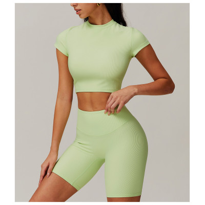 Custom Bright Color Yoga Top | Factory wholesale tights sports women custom fabric cropped top