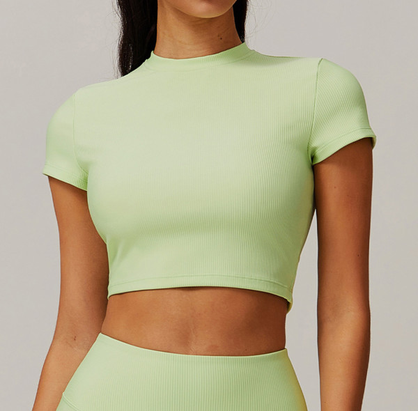 Custom Bright Color Yoga Top | Factory wholesale tights sports women custom fabric cropped top