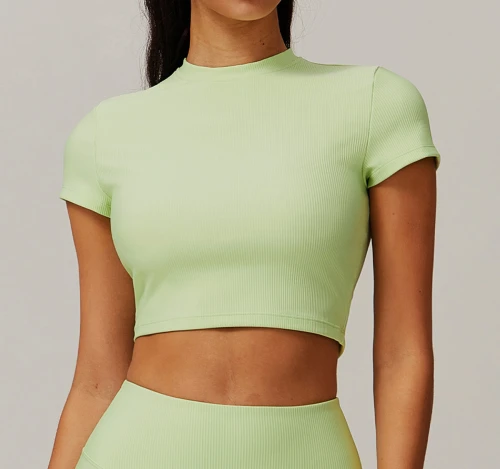 Custom Bright Color Yoga Top | Factory wholesale tights sports women custom fabric cropped top