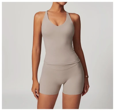 Custom Yoga Tops Vests | Factory customized back cross comfortable tight vest for women summer