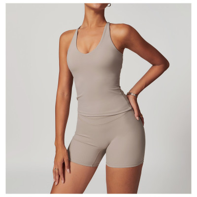 Custom Yoga Tops Vests | Factory customized back cross comfortable tight vest for women summer