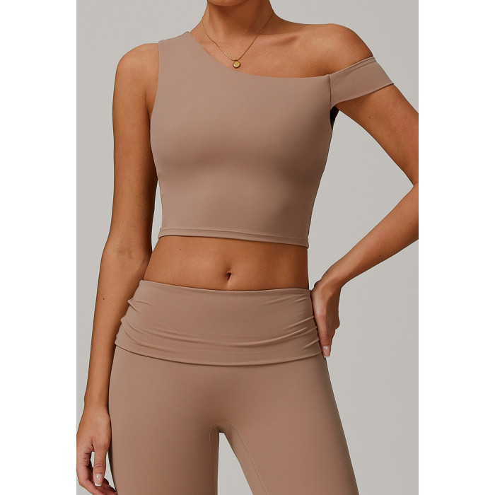 Custom Off-shoulder Top | Wholesale padded tops high quality yoga sports tops for women