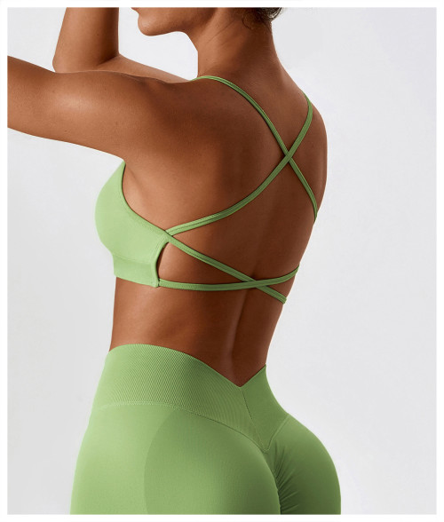 Custom Seamless Sports Bra | Factory seamless back cross sexy bra custom color logo