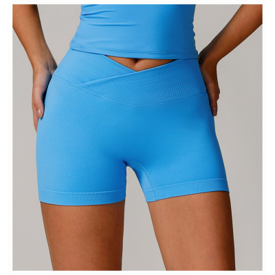 Custom Seamless Yoga Shorts |Factory Seamless Cross Yoga Shorts Sport Sexy Solid Color Women Summer