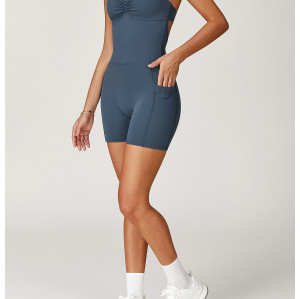 Custom Patchwork Jumpsuits | Factory straight bodysuit with pockets sexy style for women summer