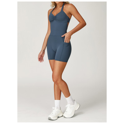 Custom Patchwork Jumpsuits | Factory straight bodysuit with pockets sexy style for women summer