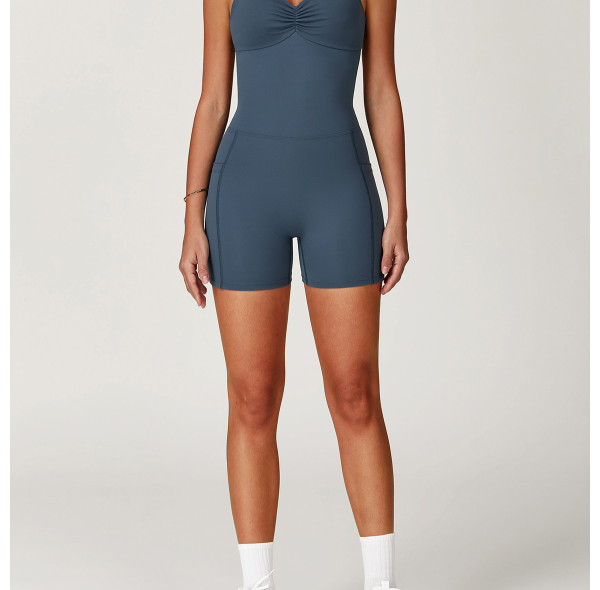Custom Patchwork Jumpsuits | Factory straight bodysuit with pockets sexy style for women summer