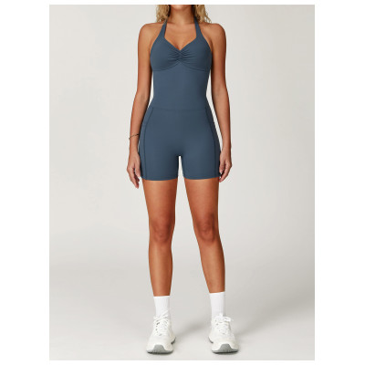 Custom Patchwork Jumpsuits | Factory straight bodysuit with pockets sexy style for women summer