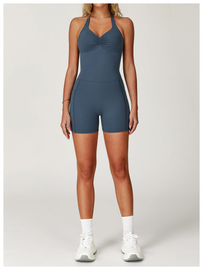 Custom Patchwork Jumpsuits | Factory straight bodysuit with pockets sexy style for women summer