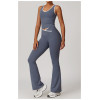 Customized Yoga Flared Pants Set | Factory Wholesale Spliced ​​Women's Summer Flared Pants Set