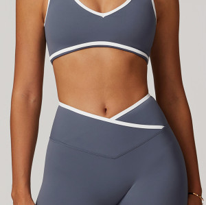 Custom Yoga Shorts Set | Factory Wholesale Colorful Stitching Women's Summer Shorts Set