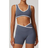 Custom Yoga Shorts Set | Factory Wholesale Colorful Stitching Women's Summer Shorts Set