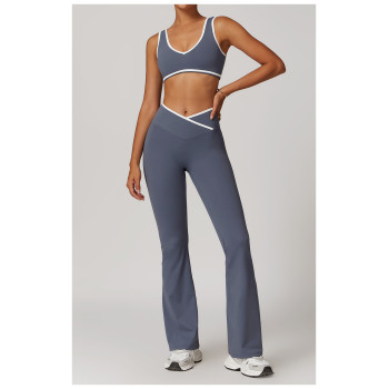 Custom colorful yoga set| Factory wholesale color stitching women's summer yoga sets