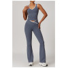 Customized Yoga Flared Pants Set | Factory Wholesale Spliced ​​Women's Summer Flared Pants Set