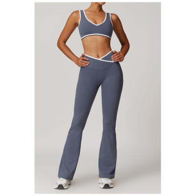 Custom Color Stitching Yoga Sets | Factory wholesale color stitching women's summer yoga sets
