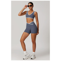 Custom Yoga Shorts Set | Factory Wholesale Colorful Stitching Women's Summer Shorts Set