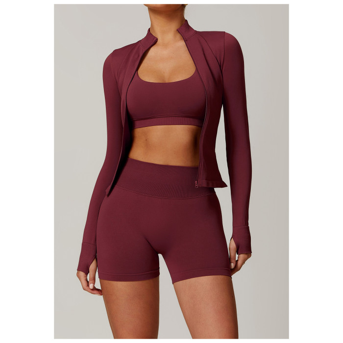 CustomSeamless Stand Collar Yoga Wear | Factory Women's Jacket Windproof Slim Warm