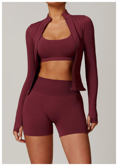 CustomSeamless Stand Collar Yoga Wear | Factory Women's Jacket Windproof Slim Warm