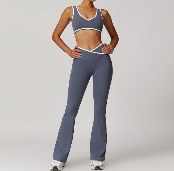 Custom Color Stitching Yoga Sets | Factory wholesale color stitching women's summer yoga sets