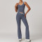 Custom Yoga Flared Pants Set | Factory Wholesale Spliced ​​Women's Summer Flared Pants Set