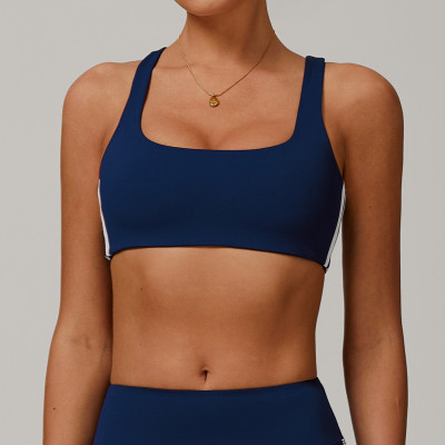 Sexy Fitness Bra Manufacture | Factory customized sports fitness stitching stripe bra for women summer