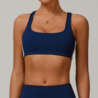 Sexy Fitness Bra Manufacture | Factory customized sports fitness stitching stripe bra for women summer
