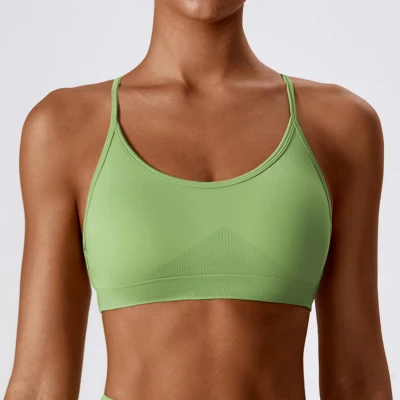 Custom Seamless Sports Bra | Factory seamless back cross sexy bra custom color logo