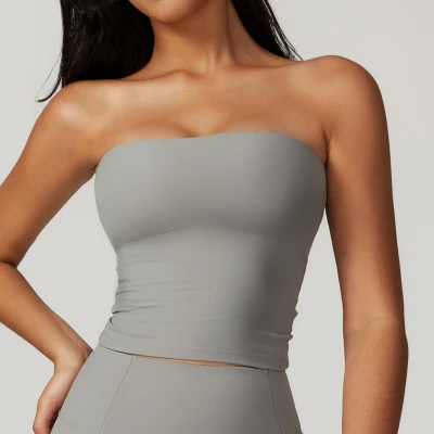 Custom Sexy Sports Tube Top | Wholesale with breast pads bra sexy women summer fitness freedom