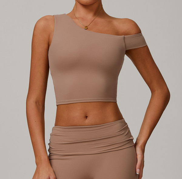 Custom Off-shoulder Top | Wholesale padded tops high quality yoga sports tops for women