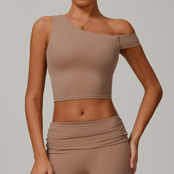 Custom Off-shoulder Top | Wholesale padded tops high quality yoga sports tops for women
