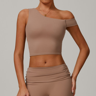 Custom Off-shoulder Top | Wholesale padded tops high quality yoga sports tops for women