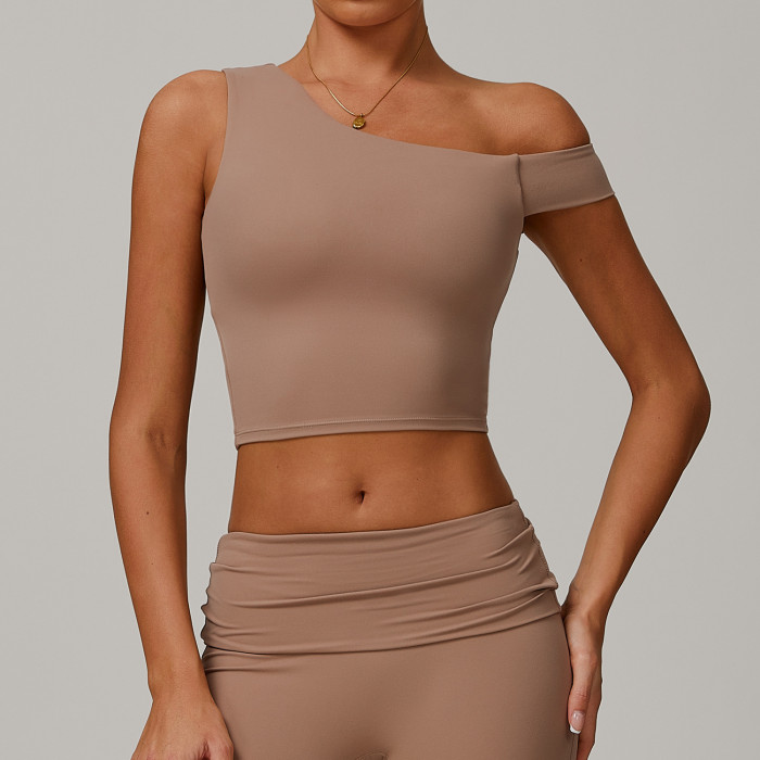Custom Off-shoulder Top | Wholesale padded tops high quality yoga sports tops for women