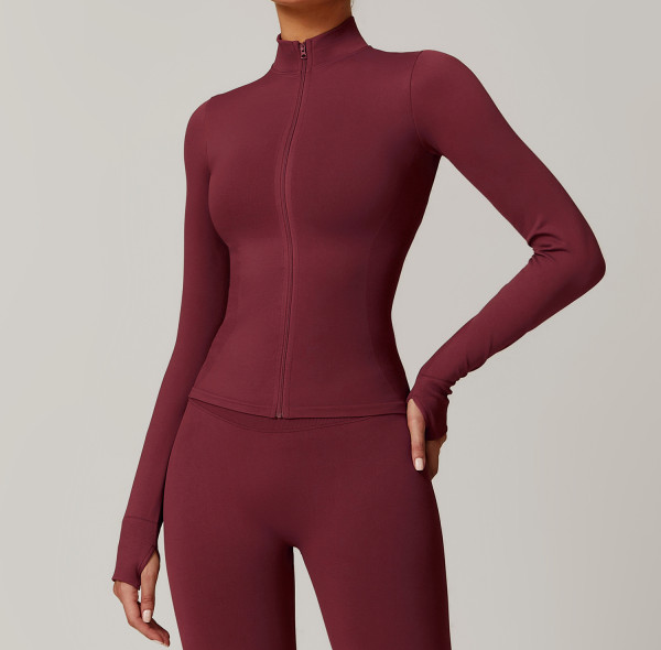 CustomSeamless Stand Collar Yoga Wear | Factory Women's Jacket Windproof Slim Warm