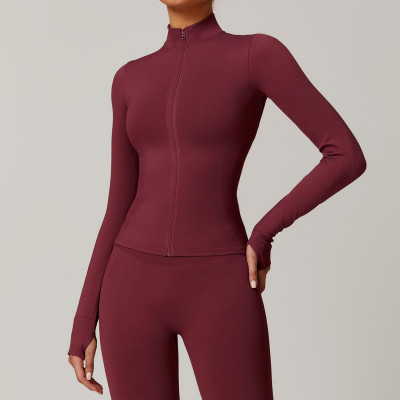 CustomSeamless Stand Collar Yoga Wear | Factory Women's Jacket Windproof Slim Warm