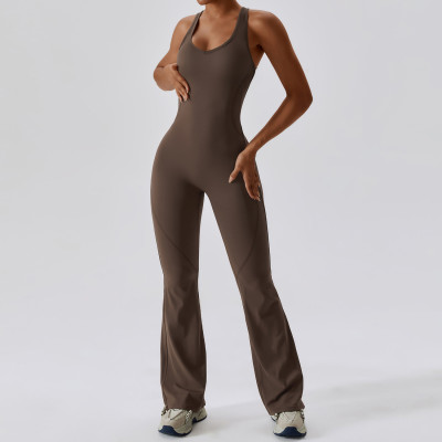 Athletic Wear Manufacture | Factory made solid color sports fitness yoga jumpsuit custom logo