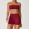 Custom yoga suit tube top style | Wholesale custom shorts yoga suit custom fabric design tags