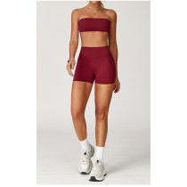 Custom yoga suit tube top | Wholesale custom shorts yoga suit custom fabric design tags