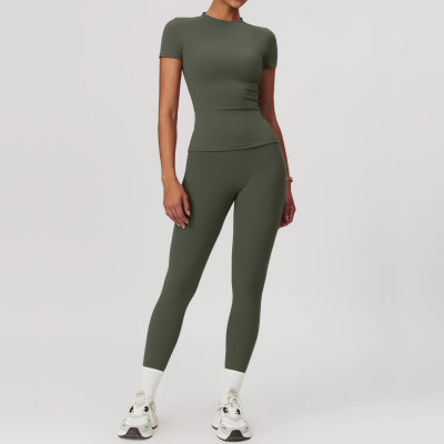 Custom Yoga Suit Short Sleeve | Wholesale Custom Yoga Suit Summer Custom Fabric Style Label