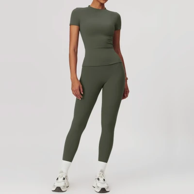 Custom Yoga Suit Short Sleeve | Wholesale Custom Yoga Suit Summer Custom Fabric Style Label