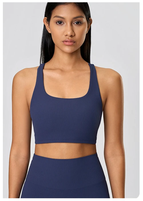 Custom sports bra | Wholesale cross back bra thread design custom fabric