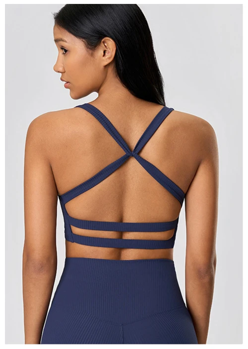 Custom sports bra | Wholesale cross back bra thread design custom fabric