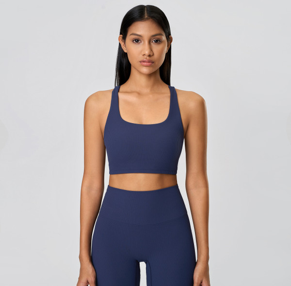 Custom sports bra | Wholesale cross back bra thread design custom fabric