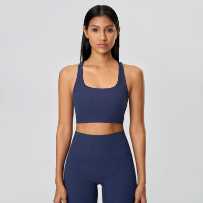 Custom sports bra | Wholesale cross back bra thread design custom fabric