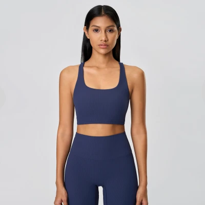 Custom sports bra | Wholesale cross back bra thread design custom fabric
