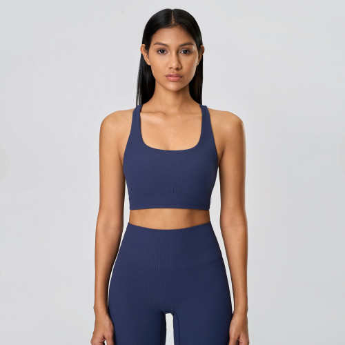 Custom sports bra | Wholesale cross back bra thread design custom fabric