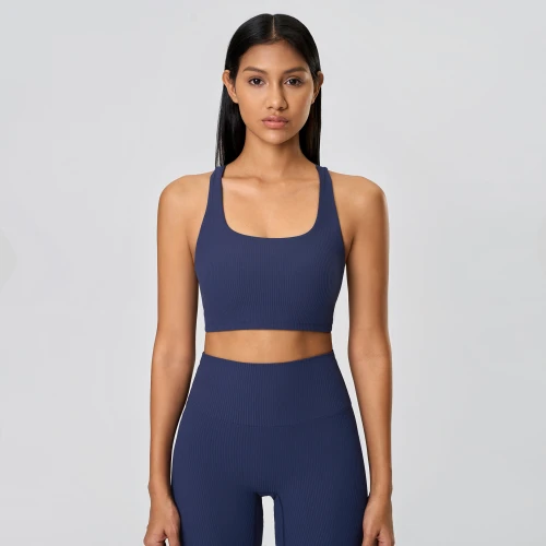 Custom sports bra | Wholesale cross back bra thread design custom fabric