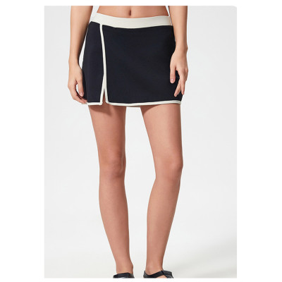 Custom tennis skirt | Sports casual contrast color split sports yoga tennis skirt