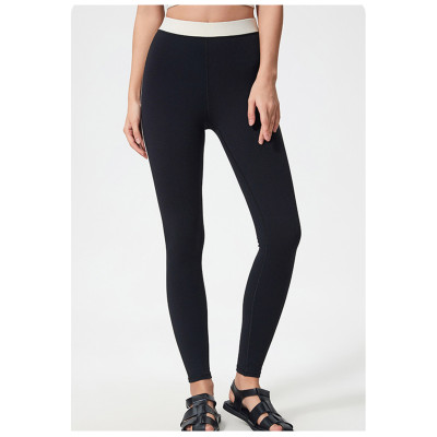 Custom yoga leggings | Factory custom contrast color leggings to slim down your tummy