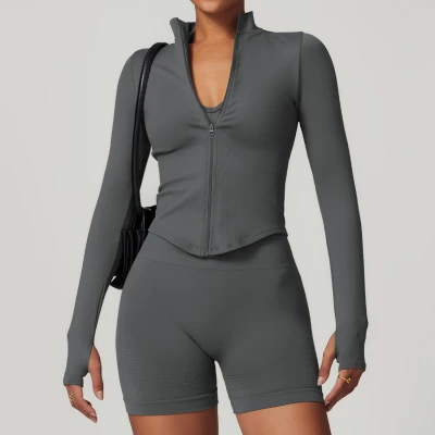 Custom Seamless Jackets | Wholesale Yoga Fitness Quick Dry Seamless Jackets Custom Logo